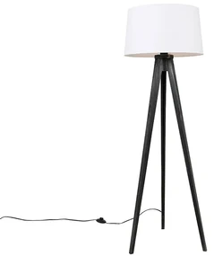 Trojnožka čierna s tienidlom z ľanu biele 45 cm - Tripod Classic