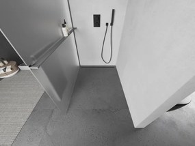 Mexen Kioto+ L, sprchová zástena Walk-In s poličkou a vešiakom 80 x 200 cm, 8mm sklo námraza, grafitový profil, 800-080-123-95-30