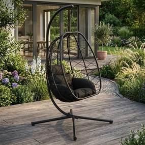 MultiGarden Závesné hojdacie kreslo do 120 kg - čierne MultiGarden