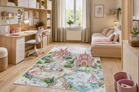 Detský koberec protišmykový BAMBINO 61520 krémový / ružový
