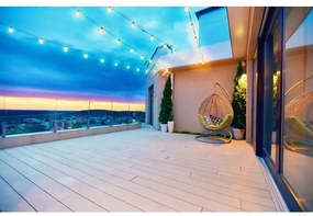 Grundig - LED stmievateľný solárny reťazec 50xLED/8 funkcií 9,35m teplá biela +