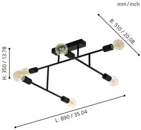 Eglo 98034 - Prisadený luster BELSIANA 6xE27/40W/230V čierna