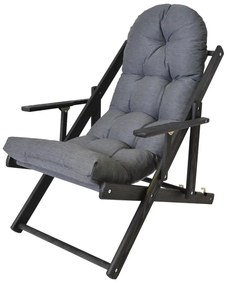 Tmavosivé drevené skladacie záhradné ležadlo Borneo – Rojaplast