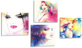 Set obrazov elegancia ženy vo farebnom prevedení Varianta: 4x 60x60