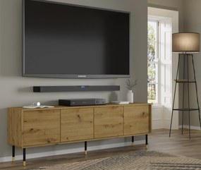 TV skrinka/stolík 4D 180 Sherlock (dub artisan + čierna + zlatá). Akcia -21%. Vlastná spoľahlivá doprava až k Vám domov. 1125111