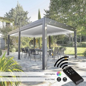DEOKORK Záhradný hliníkový altánok elektrický MEGAN 6x3,6 m (grafit) 6 x 3,6 m