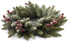 Vianočný veniec PREMIUM zasnežený s jarabinou 40 cm
