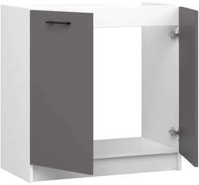 Spodná kuchynská skrinka pod drez OLIWIA S80ZL biela / grafitová / sivá