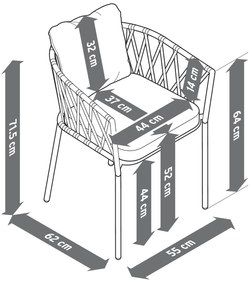 2 jedálenské kreslá s textilným výpletom