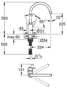 GROHE 31494001 - Drezová batéria GET, lesklý chróm