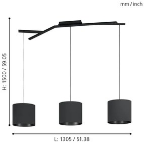 Eglo 39886 - Luster na lanku BALNARIO 3xE27/40W/230V
