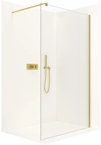 CERANO - Sprchová zástena Walk-in Onyx Ľ/P - guľatá vzpera - zlatá kartáčovaná, transparentné sklo - 160x200 cm, CER-CER-8050BD178