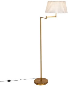 Stojaca lampa bronzová s bielym skladaným tienidlom a nastaviteľným ramenom - Ladas Deluxe