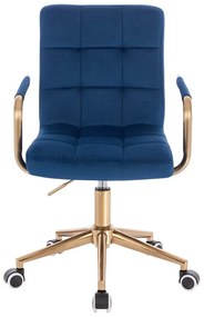 LuxuryForm DESIGN Stolička VERONA GOLD VELUR na zlatej základni s kolieskami - modrá