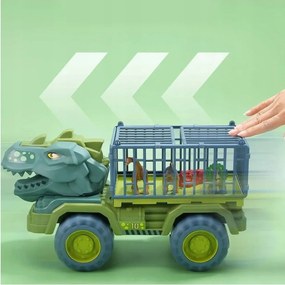 LEAN Toys Autíčko Transporter Nákladné auto Dinosaury Figúrky zelené 15 ks.