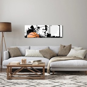 Obraz - Hráč basketbalu (s hodinami) (90x30 cm)