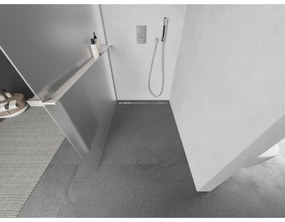 Mexen Kioto+, sprchová zástena Walk-In s poličkou a vešiakom 70 x 200 cm, 8mm sklo námraza, brúsená oceľ profil, 800-070-121-97-30