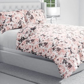Biante Bavlnené posteľné obliečky Sandra SA-549 Ružové ruže a puky na bielom Jednolôžko 140x200 a 70x90 cm
