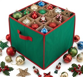 VERK GROUP Vianočný úložný box na banky, gule a vianočné ozdoby, 48 kusov, zelený