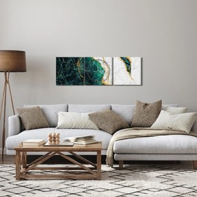 Obraz - Tyrkysový mramor (s hodinami) (90x30 cm)