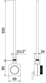 Mexen Ares, elektrické vykurovacie teleso 1800 x 600 mm, 1200 W, čierna, W102-1800-600-6120-70