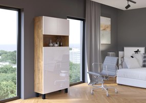PC stolík Home (biela lesklá + dub burgundský). Akcia -22%. Vlastná spoľahlivá doprava až k Vám domov. 1124936
