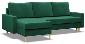 Rohová rozkladacia sedačka BLANK Elegant fľaškovo zelená