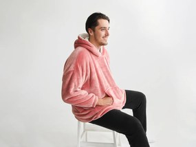 XPOSE® Mikroplyšová  mikinová deka  s barančekom - staroružová