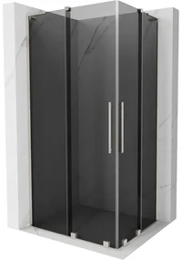 Mexen Velar L Duo, sprchový kút s posuvnými dverami 100 x 90 cm, 8mm šedé sklo, brúsená oceľ, 871-100-090-02-43-97