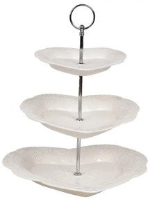 3 poschodový keramický etažér s taniermi v tvare srdca - Ø 26*31 cm