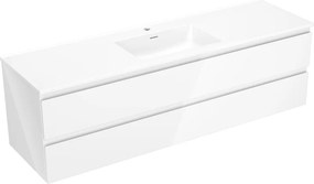 Mexen Orio, kúpeľňová skrinka 160 cm s umývadlom Otis, 2 zásuvky, biela lesklá, 91A10-16047-2-BFF00-W18M00