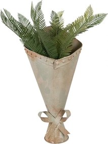Zelený antik kovový nástenný držiak na kvety - 31*23*32 cm