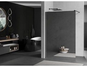 Mexen Kioto sprchová zástena 90x200 cm 8 mm, čierny profil, sklo efekt zrkadla, 800-090-101-70-50