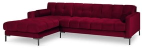 Červená zamatová rohová pohovka Cosmopolitan Design Bali, ľavý roh