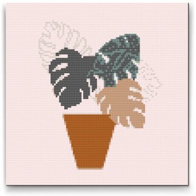 Gario Diamantové maľovanie Boho monstera Rozmery: 50 x 50 cm, Rámovanie: S vnútorným rámom, Diamanty: Štvorcové