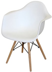 Jedálenská stolička DUO – plast, kov/masív buk, viac farieb Biela