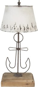 Krémová antik stolná lampa s kotvou a kovovým tienidlom - Ø 35*79 cm