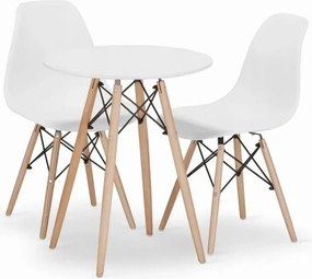 Jedálenská zostava TODI 60cm okrúhly stolový set biely + 2 stoličky OSAKA Farba: Sivá