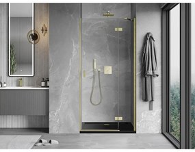 Mexen Mist-H, 1-krídlové sprchové dvere pravé 90 cm, číre sklo, zlatý matný profil, 8A5-090-000-55-00-P