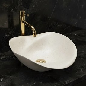 Rea ART, keramické umývadlo na dosku 400x390x160 mm, ručná výroba, model HM-34B, imitácia kemeňa-béžová, REA-U0609