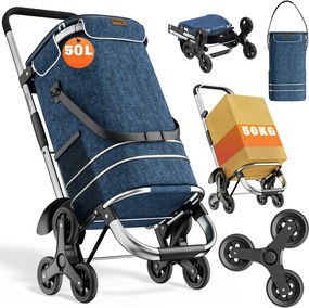 Nákupná taška na kolieskach do schodov COMFORT,50l,  modrá Monzana
