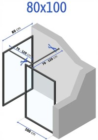 Rea - Bler sprchový kút 80x100cm, 8mm číre sklo, čierny profil, KOMPL-BLER080100