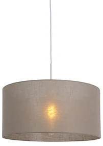 Rustikálne závesné svietidlo biele s hnedo-sivým tienidlom 50 cm - Combi 1