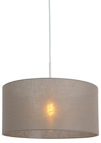 Rustikálne závesné svietidlo biele s hnedo-sivým tienidlom 50 cm - Combi 1