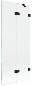 Mexen Lunar, 2-krídlová vaňová zástena pravá 80 x 150 cm, číre sklo, čierna matná, 897-080-100-70-00-P
