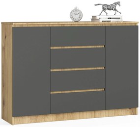Komoda Keanu IV (dub artisan + sivá). Akcia -17%. Vlastná spoľahlivá doprava až k Vám domov. 1070949