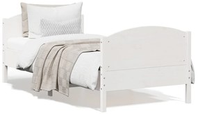 Rám postele s čelom biely 90x190 cm masívne drevo 842571
