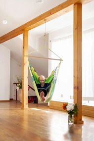 La Siesta HABANA COMFORT STRIPES - závesné hojdacie kreslo vyrobené z mäkkej organickej bavlny, látka: 100% organická bavlna / tyč: bambus / otočný čap: nerezová oceľ