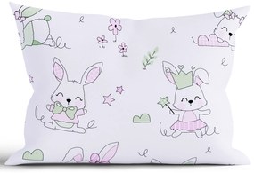 Bavlnená obliečka na vankúš Renforcé 40 x 60 cm - Zajačikovia ružové