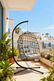 Skládací závěsné houpací křeslo Houseland Chloe šedé